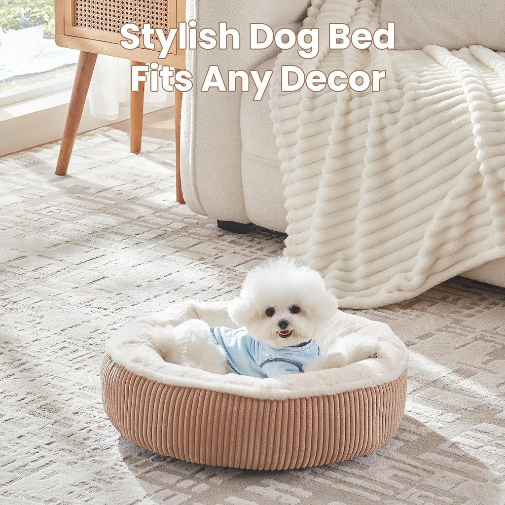23 inches Calming Donut Dog Bed for Small Dogs,Brown