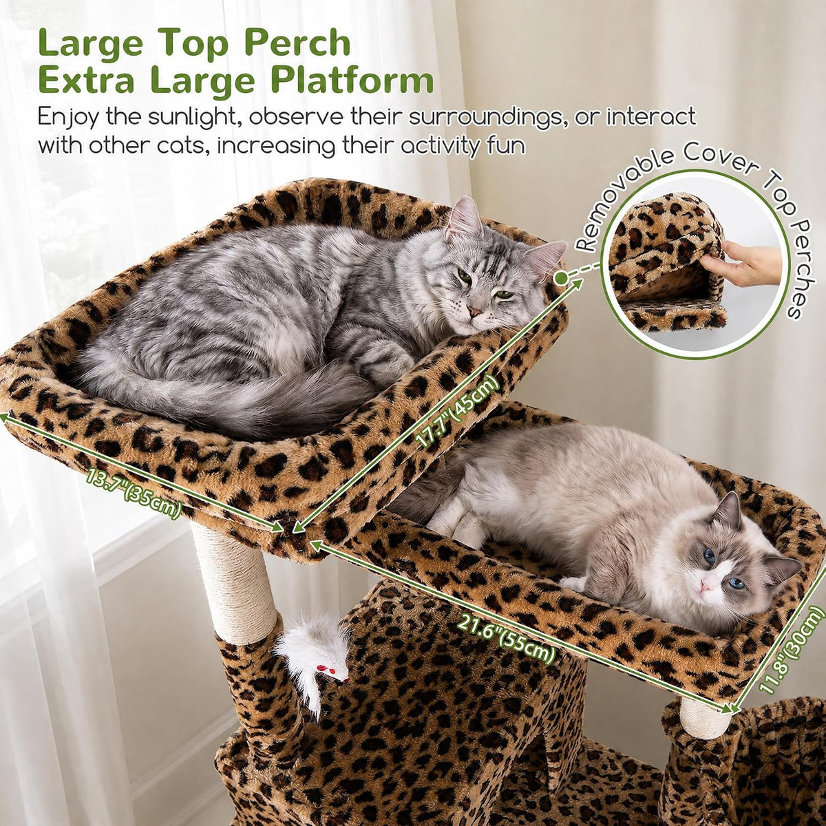 Globlazer Sturdy Extra Large Cat Tower for Indoor Cats, S81C, Leopard Print