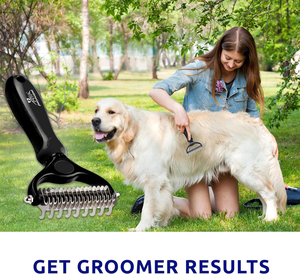 Pat Your Pet Deshedding Brush & Metal Comb Grooming Combo for Cats & Dogs