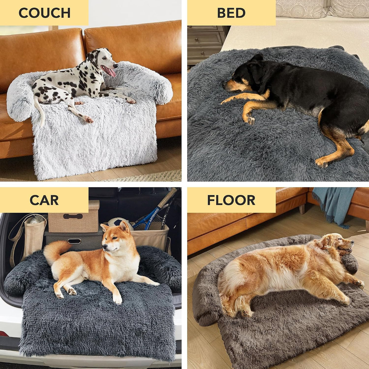 Codi Dog Couch Bed, Sofa Cover Mat, Ash Brown, 41 x 37 x 6 Inch