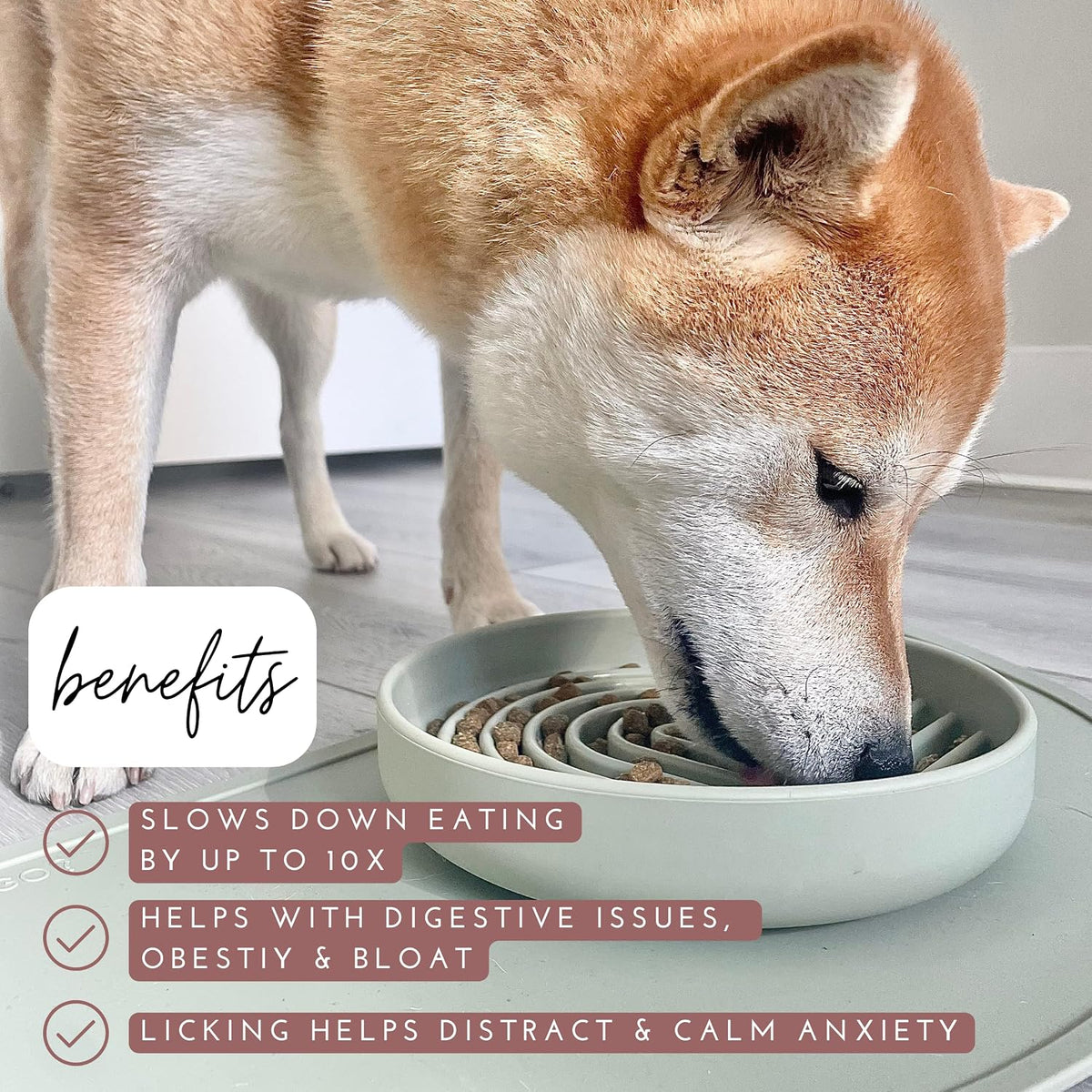 Slow Feeder Dog Bowl - Silicone Dog Bowl, Medium, 7.5" x 1.5" - Tan