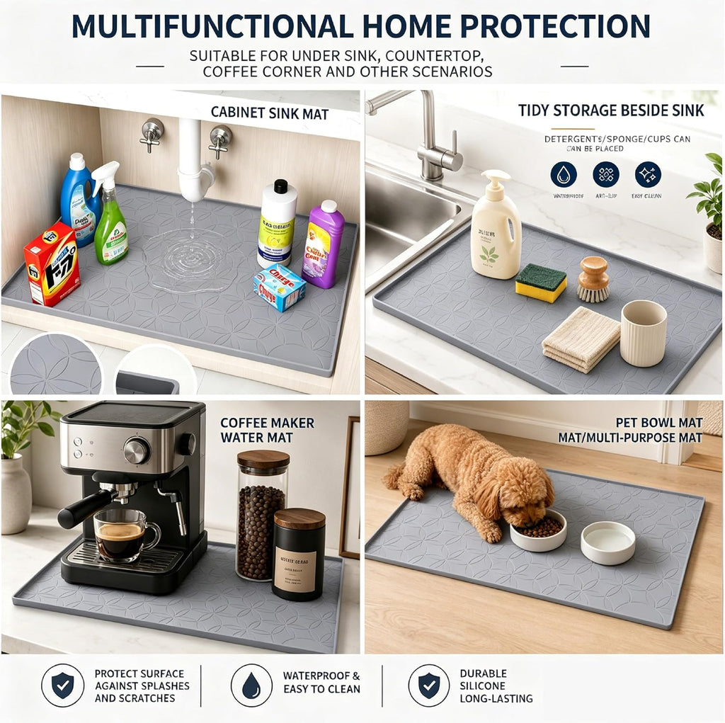 2 Pack Anti-Slip Licking Mat, Pet Food Mat Waterproof Puppy Feeding Mat, Slow Feeder Dog/Cat Bowl, Cat Licking Mat to Relieve Anxiety with Raised Edges (Pink+Purple)（6"×6"） (Grey)