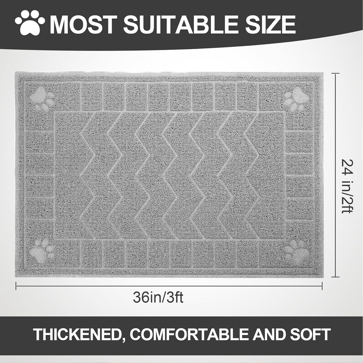 Cat Litter Box Mat, 35" x 24" Large Waterproof Litter Trapping Mat | Thick Mesh Traps Litter, Non-Slip Kitty Litter Mat for Indoor Cat, Soft Paws, BPA-Free, Multi-Use, Easy Clean, Large Coverage