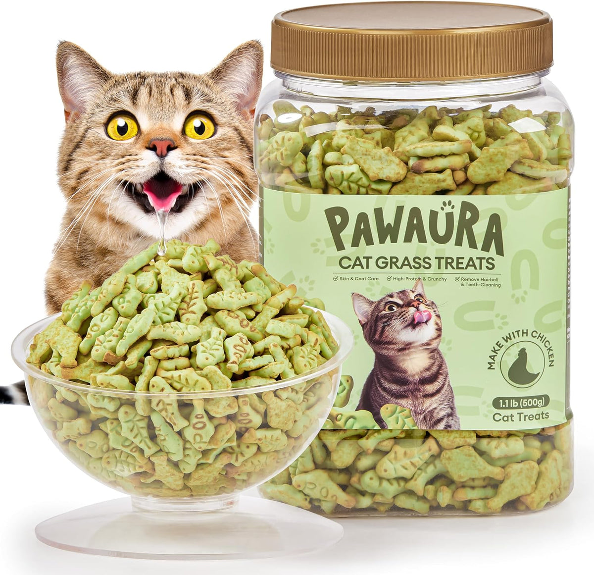 17.63oz Cat Grass Treats for Hairball Control, Digestive