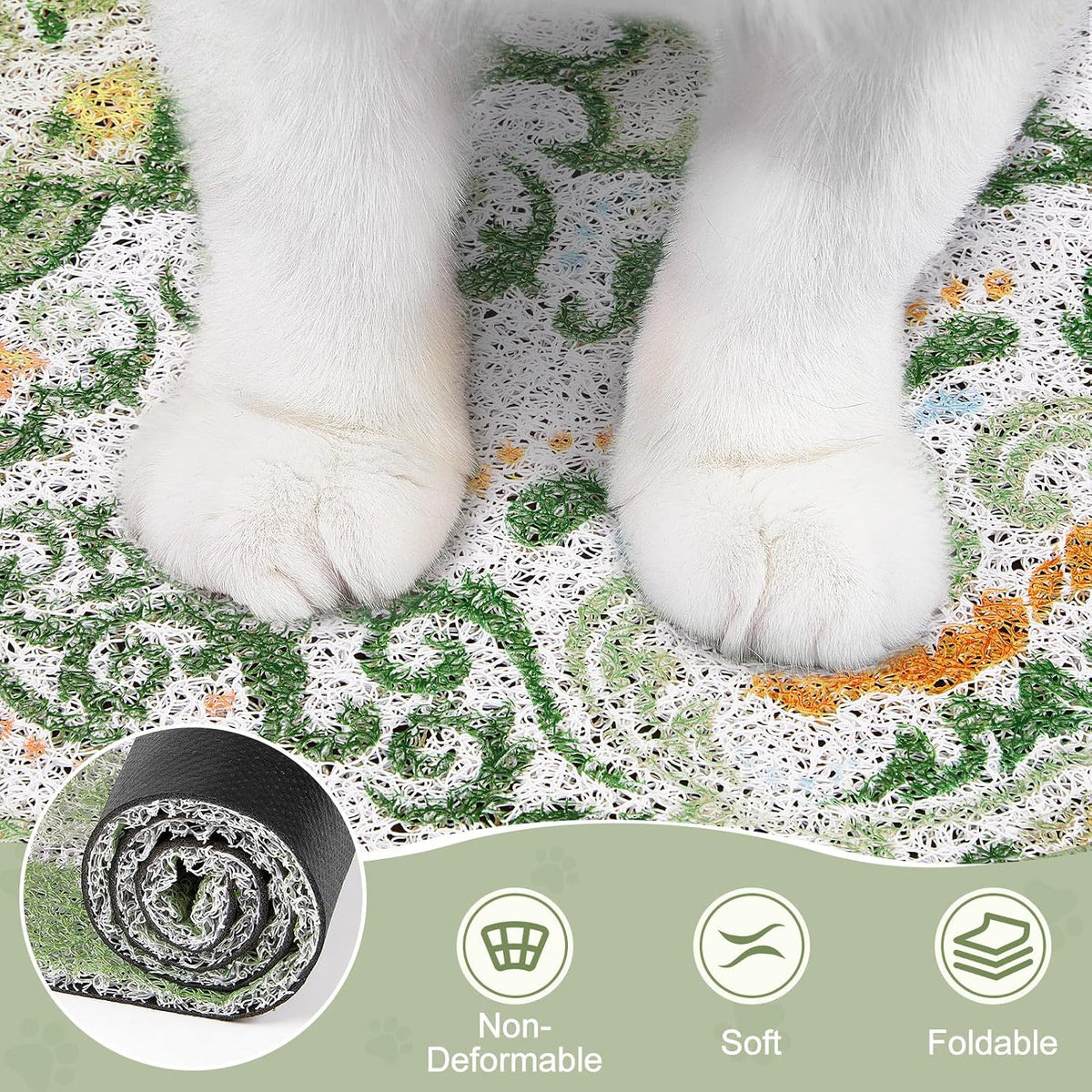 Unicorn Catcher 24"x15" Cat Litter Mat Non-Slip Washable Litter Box Mat | High-Density PVC Litter Catcher Mat Efficiently Traps Scattered Litter From Paws To Keep Floors Clean