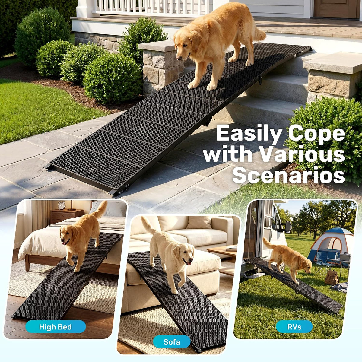 Heeyoo 91" Extra Long Dog Ramp for Car SUV Truck - 350Lbs Folding