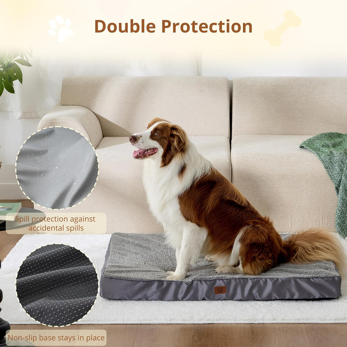 EGOHOME Comfort Orthopedic Egg-Crate Foam Flat Dog Bed, Dark Gray, 35x23