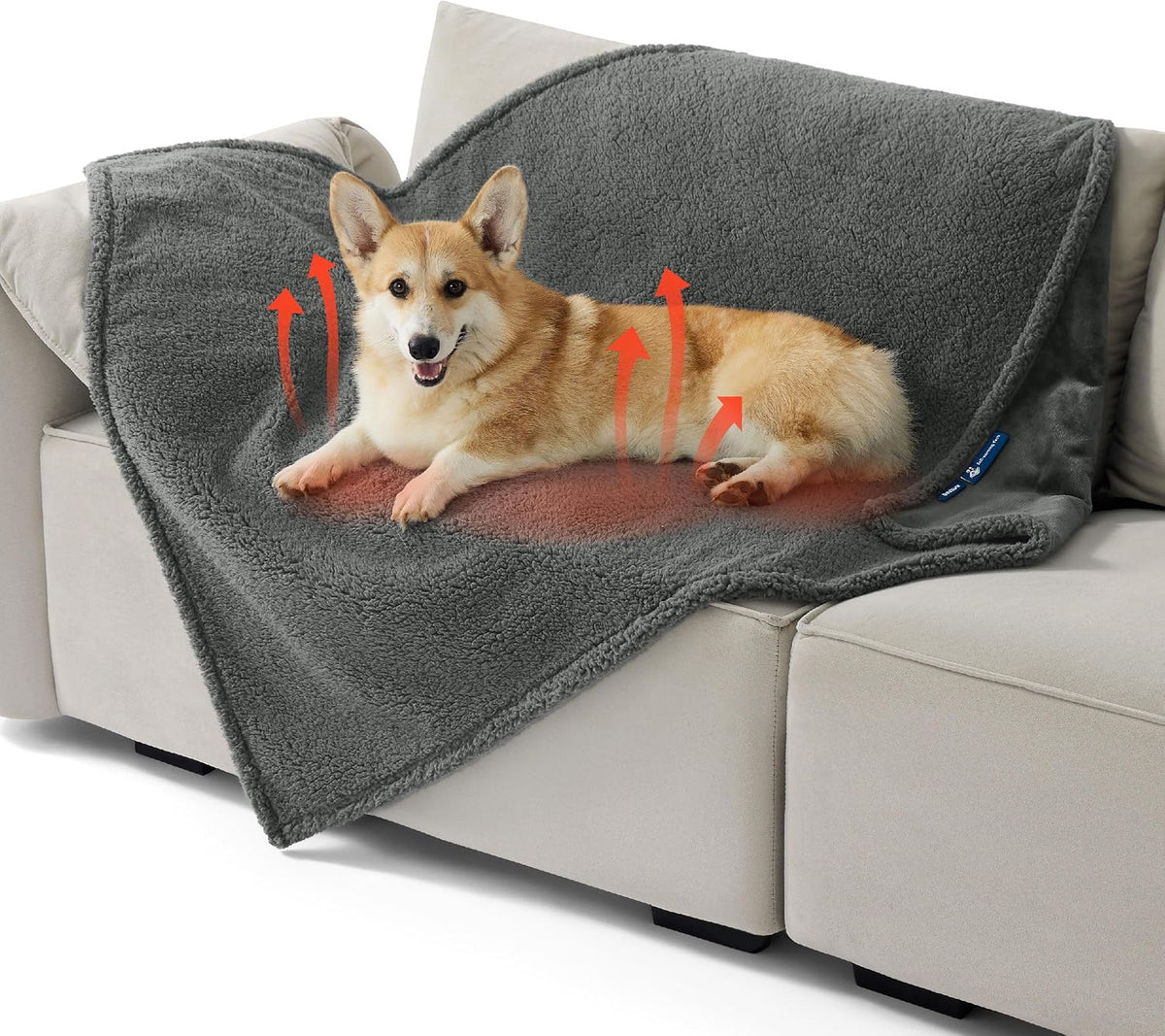Bedsure Self Warming Dog Blankets for Large Dogs Waterproof - 40"X50" Grey