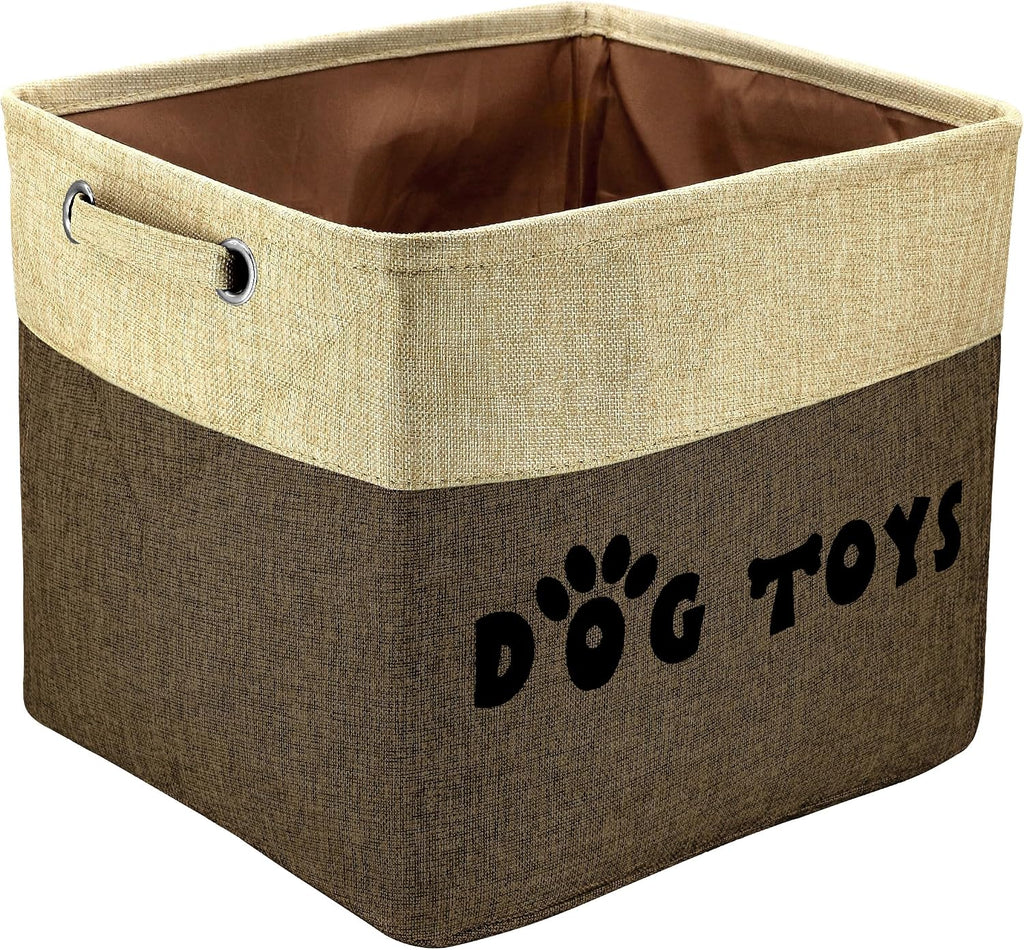PET ARTIST Dog Toy Basket, Large Collapsible, Brown, L:15"x13"x12"