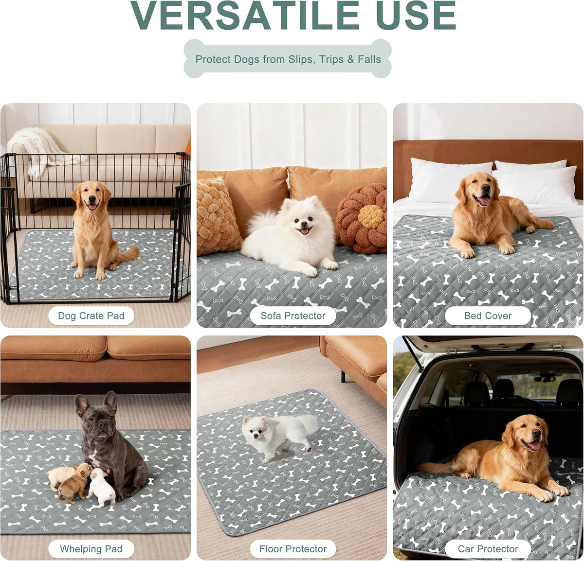 Eterish Washable Pee Pads for Dogs Extra Large 36'' x 48'' 2 Pack | Reusable Absorbent Pet Puppy Dog Training Pads Non-Slip, Waterproof Whelping Potty Pads for Dogs Leak-Proof