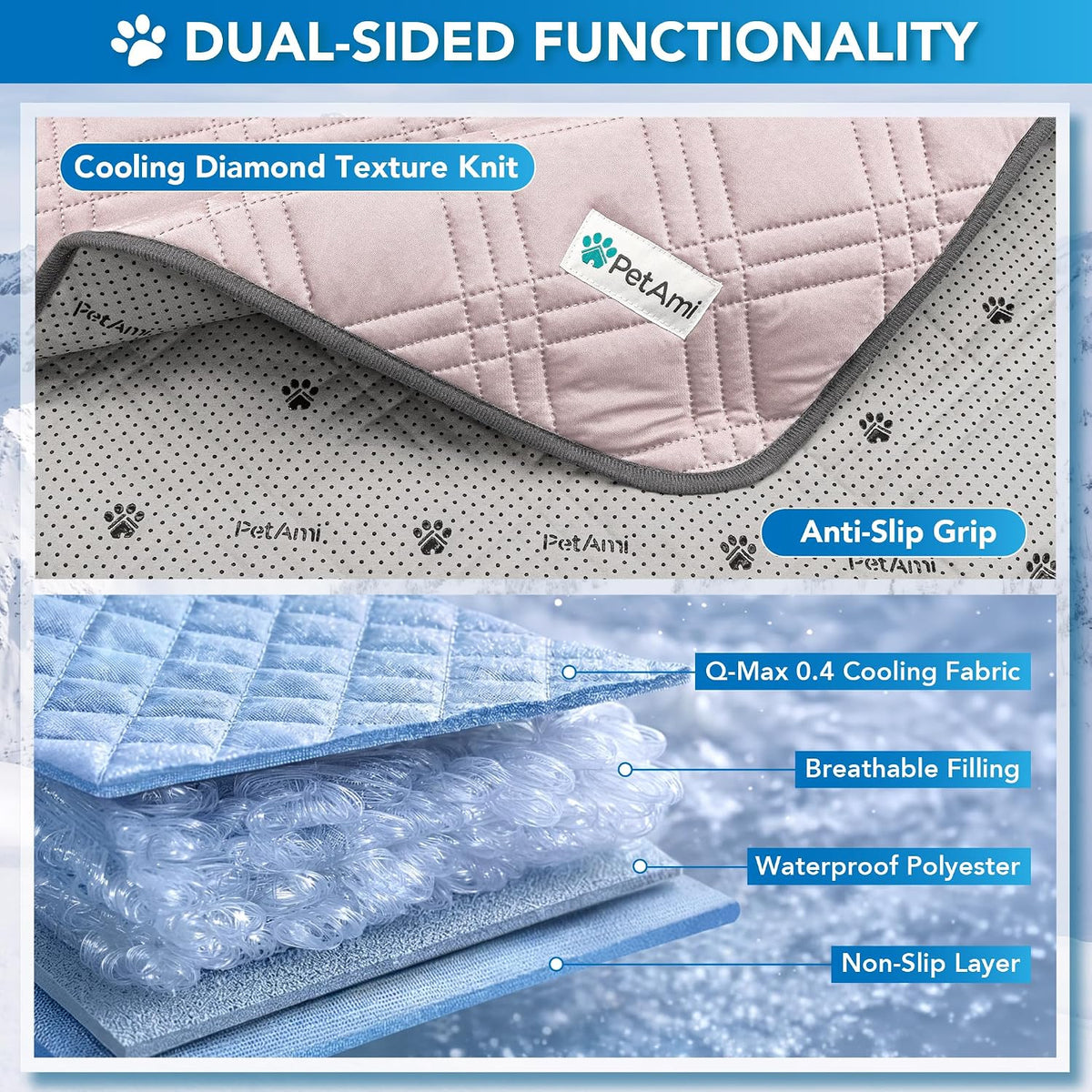 PetAmi Waterproof Dog Cooling Mat Pet Pad for Crate Couch Bed, Pink, 29x40