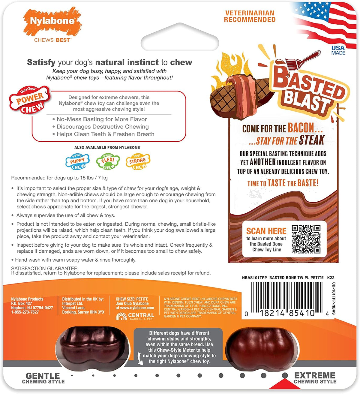 Nylabone Power Chew Basted Blast Dog Chew Toys, X-Small, 2 Count