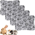 Haull 4 Pcs Waterproof Guinea Pig Bedding Mat, Gray Paw, 13 x 10