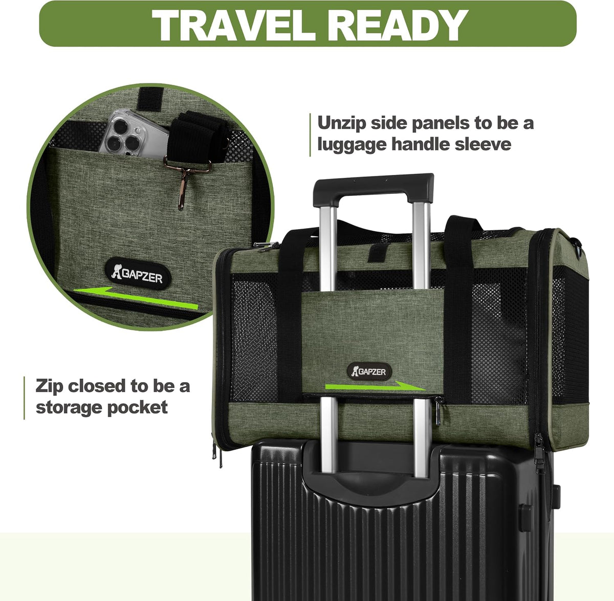 GAPZER Medium Cat Carrier Bag Lightweight, Soft-Sided Small Pet Carry Crate