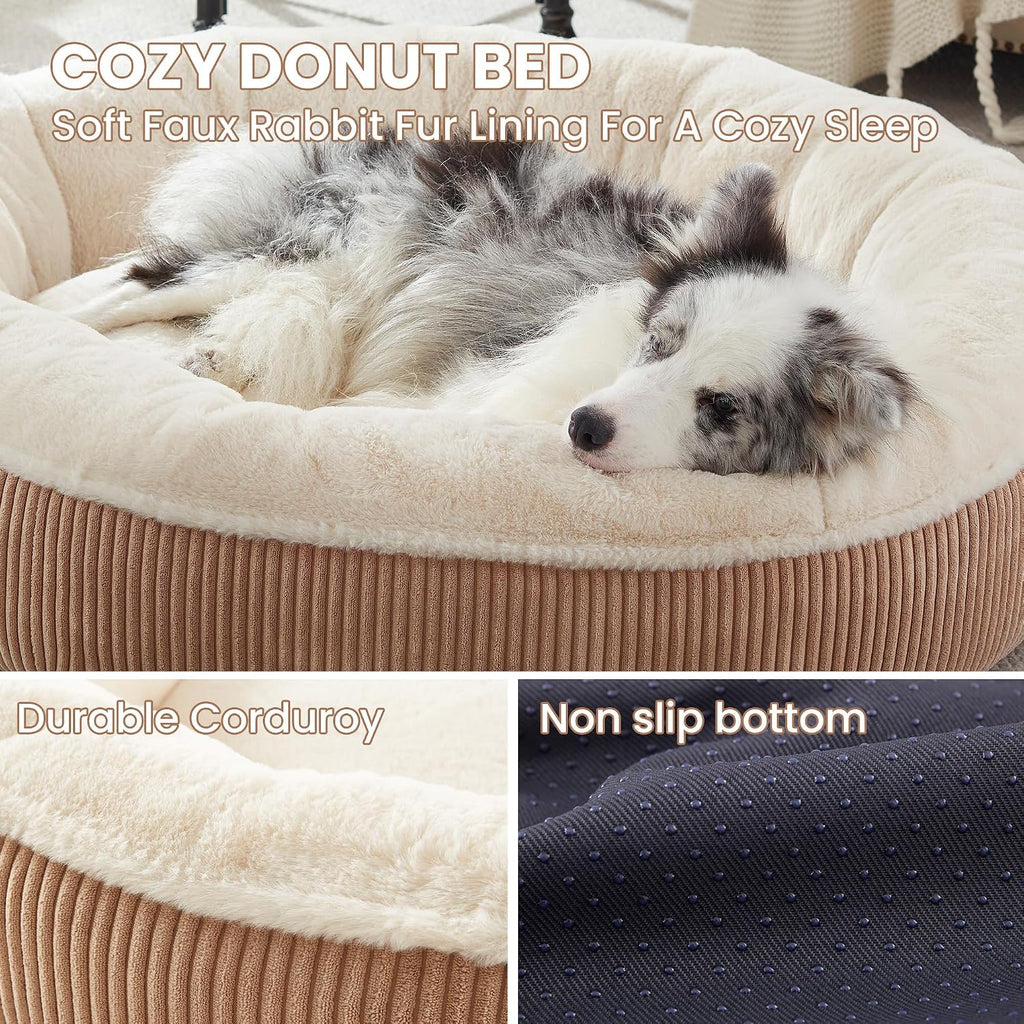 45 inches Calming Donut Dog Bed for Extra Large Dogs,Brown