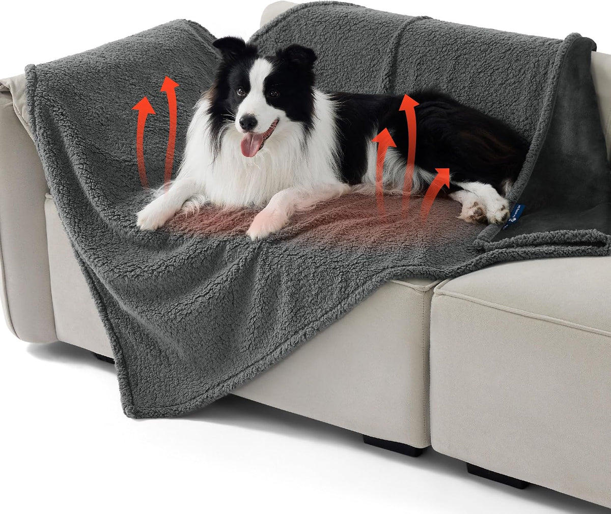 Bedsure Self Warming Dog Blankets for Large Dogs Waterproof - 50"x60" Grey