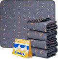 Sunheir Washable Pee Pads for Dogs 4-Pack Reusable Puppy Pads, Pet Cat Pads | Waterproof Dog Pee Pads for Crate, Thick Super Absorbent, Leak-Proof & Non-Slip, Whelping Pad (Leaves - Deep Grey, 18x24)