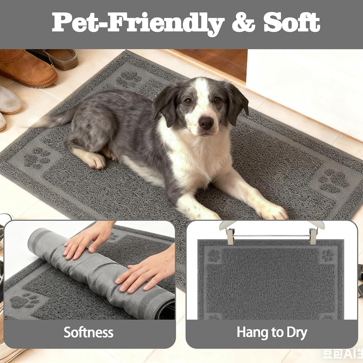 Darkyazi Pet Feeding Mat Large for Dogs and Cats,24"×36" Flexible and Easy to Clean Feeding Mat,Best for Non Slip Waterproof Feeding Mat (Grey)