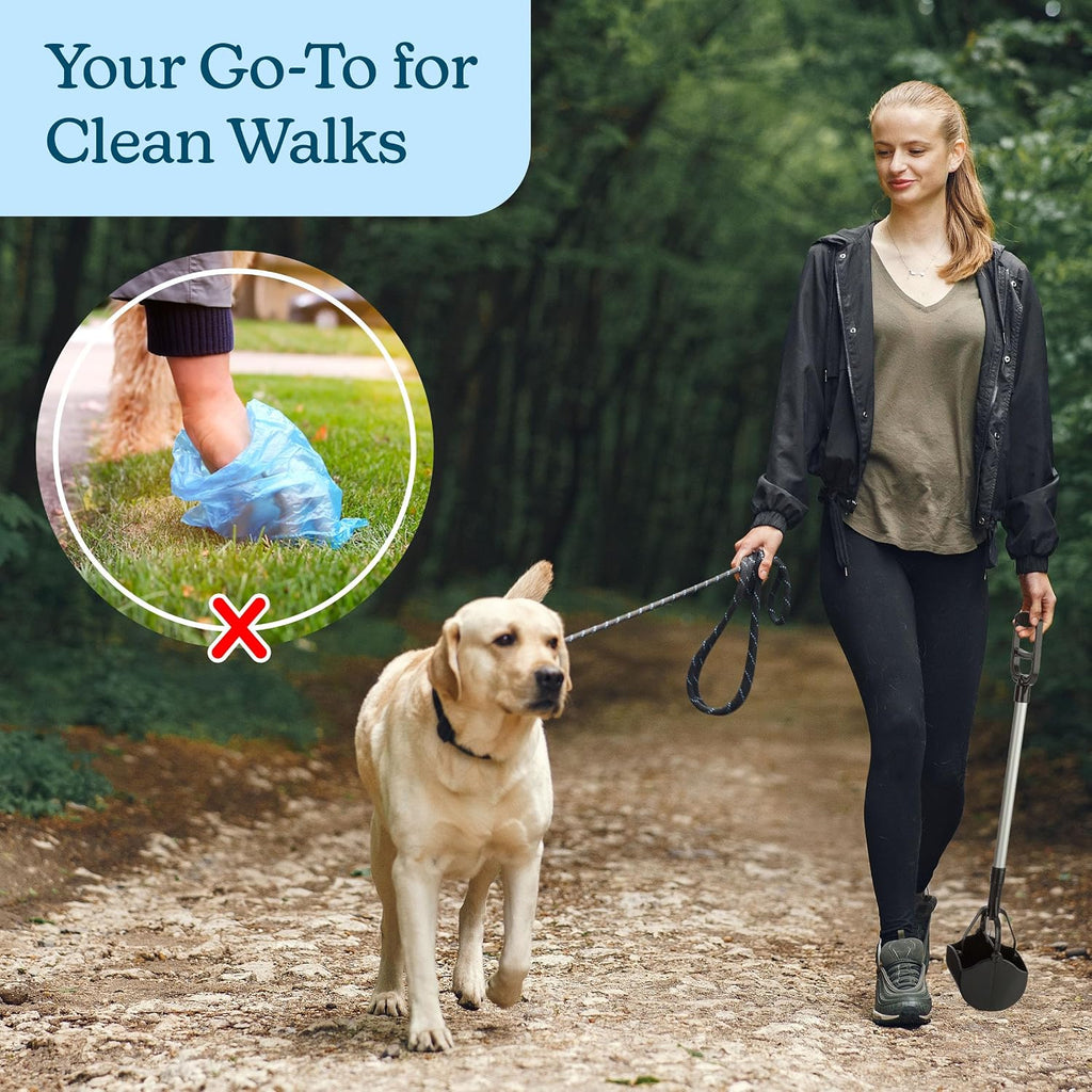PETMAKER One‑Handed Pet Pooper Scooper for Dogs and Cats, Black, 28”
