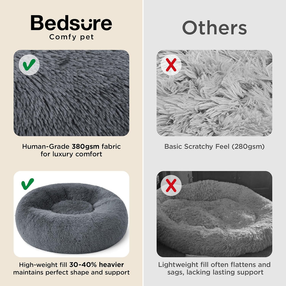 Bedsure Calming Small Medium Dog Bed Donut Washable Puppy Bed,27ins