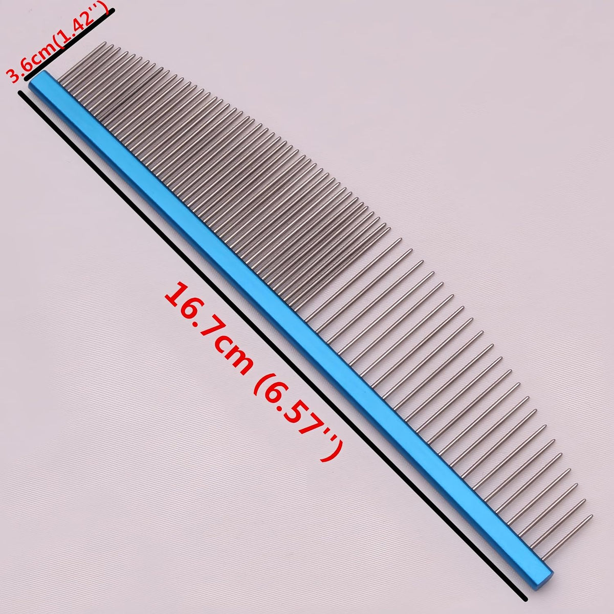 6.57" Crescent Dual-Tooth Wide/Fine Metal Pet Comb for Dogs & Cats