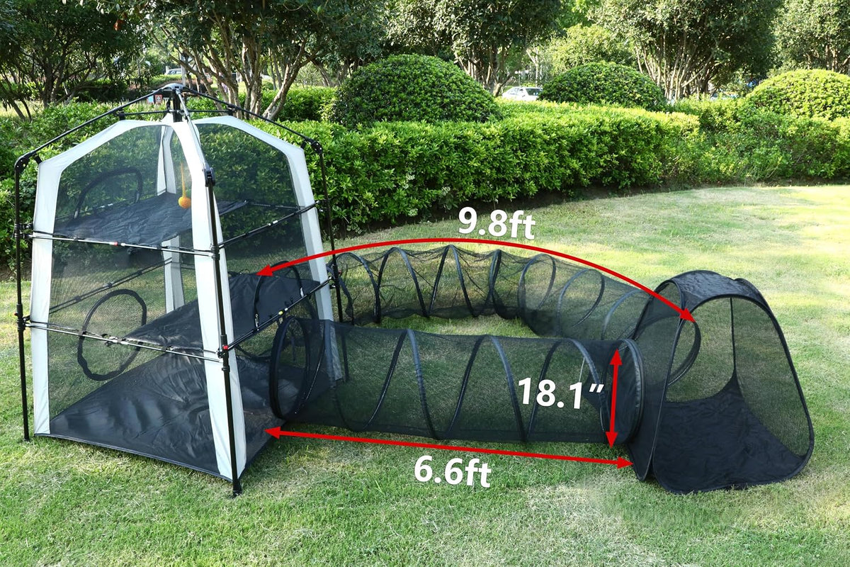 CypherX Extra Large Catio Outdoor Cat Enclosure Pop Up Playpen Tunnel Tent