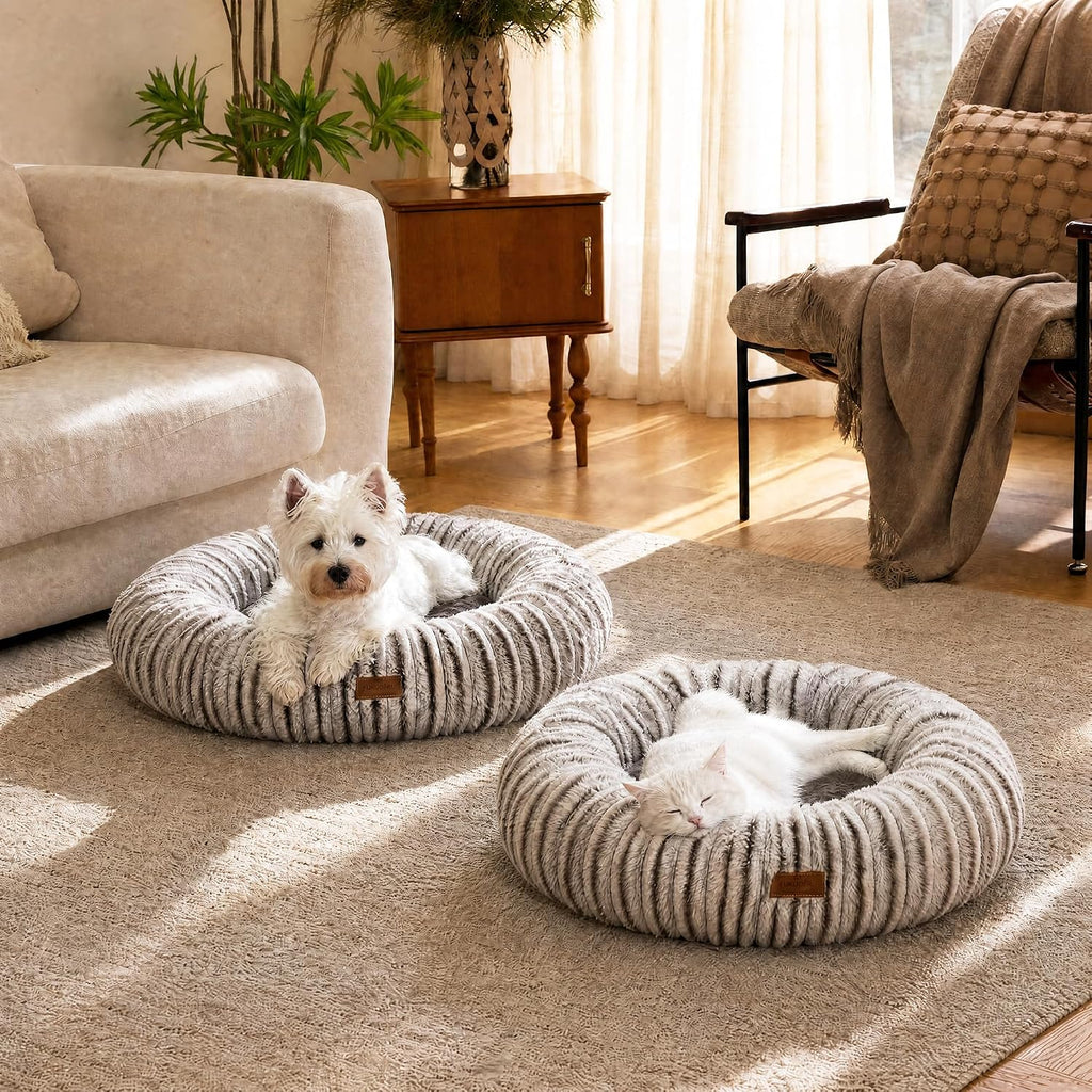 FUKUMARU Small Dog Bed, 25" Orthopedic Dog Bed for Puppies, Donut Cat Beds