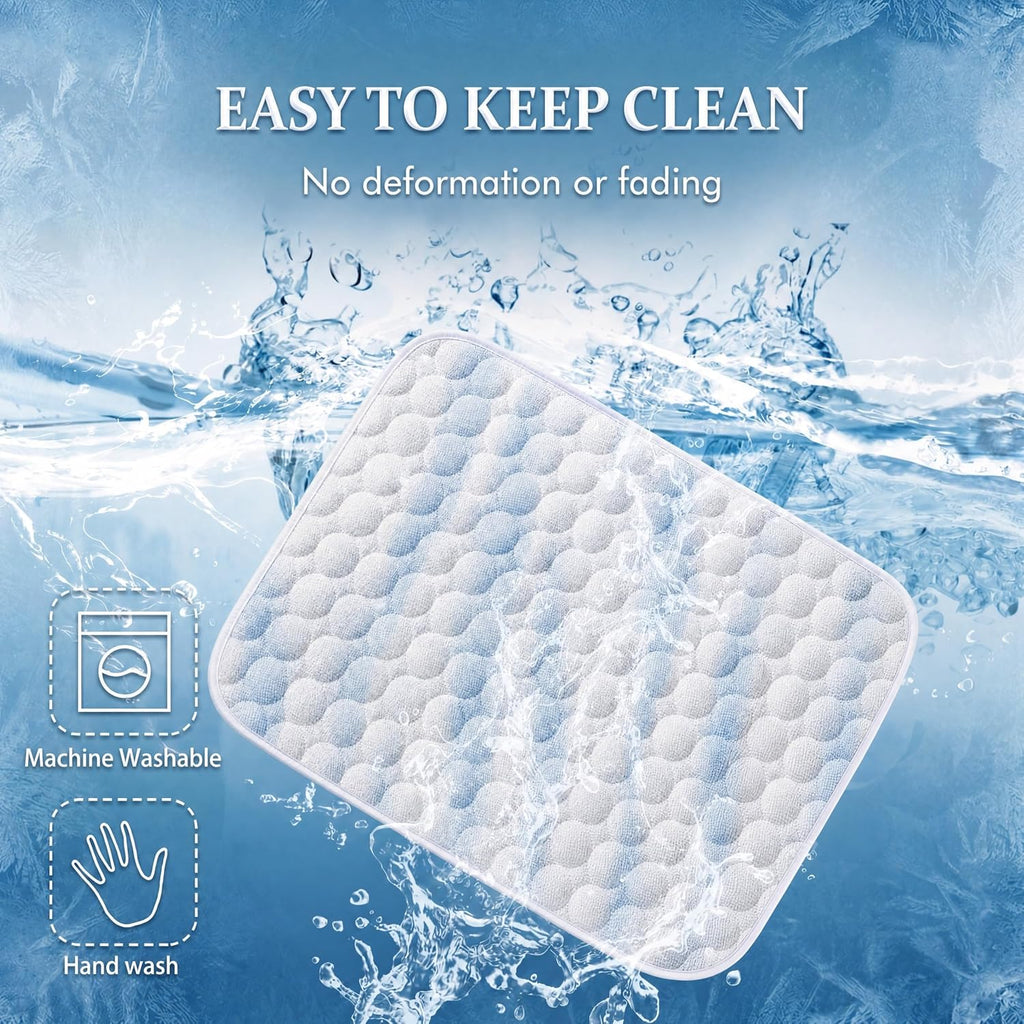 MICROCOSMOS Summer Cooling Mat & Sleeping Pad- Water Absorption Top, Materials Safe, Easy Carry, EZ Clean. Keep Cooling for Pets, Kids and Adults.(Blue White, 28" x22")