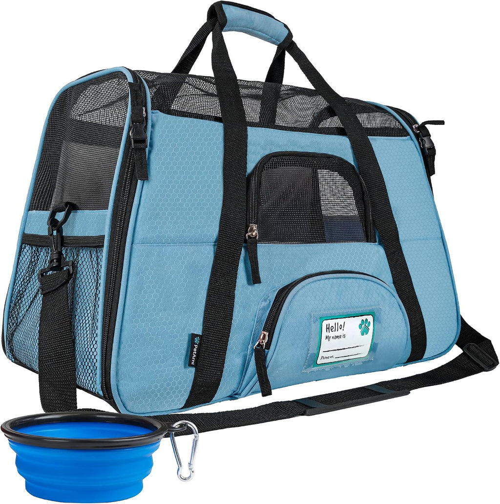 PetAmi Airline Approved Pet Carrier for Cats & Small Dogs, Small Light Blue
