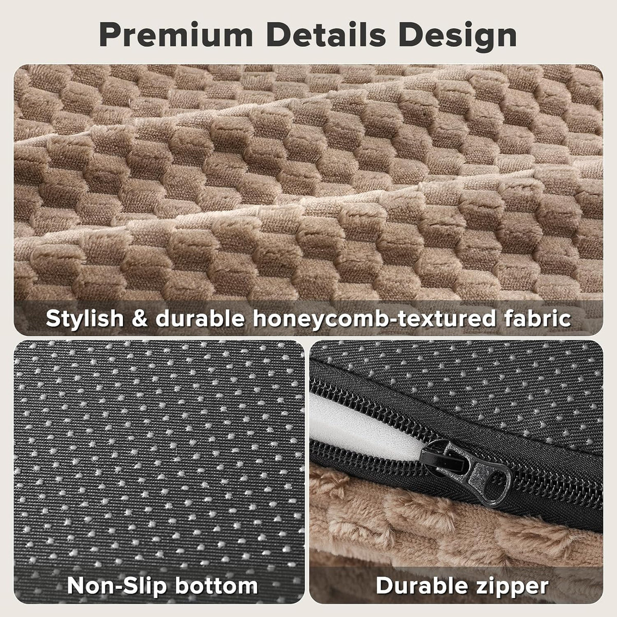 JOEJOY XL Orthopedic Dog Beds Large Sized Dog, Extra Large Washable Waterproof Oval Large Dog Bed with Removable Cover, Egg-Crate Foam Pet Bed with Bolster Sides & Non-Skid Bottom, Brown, 42''x32''