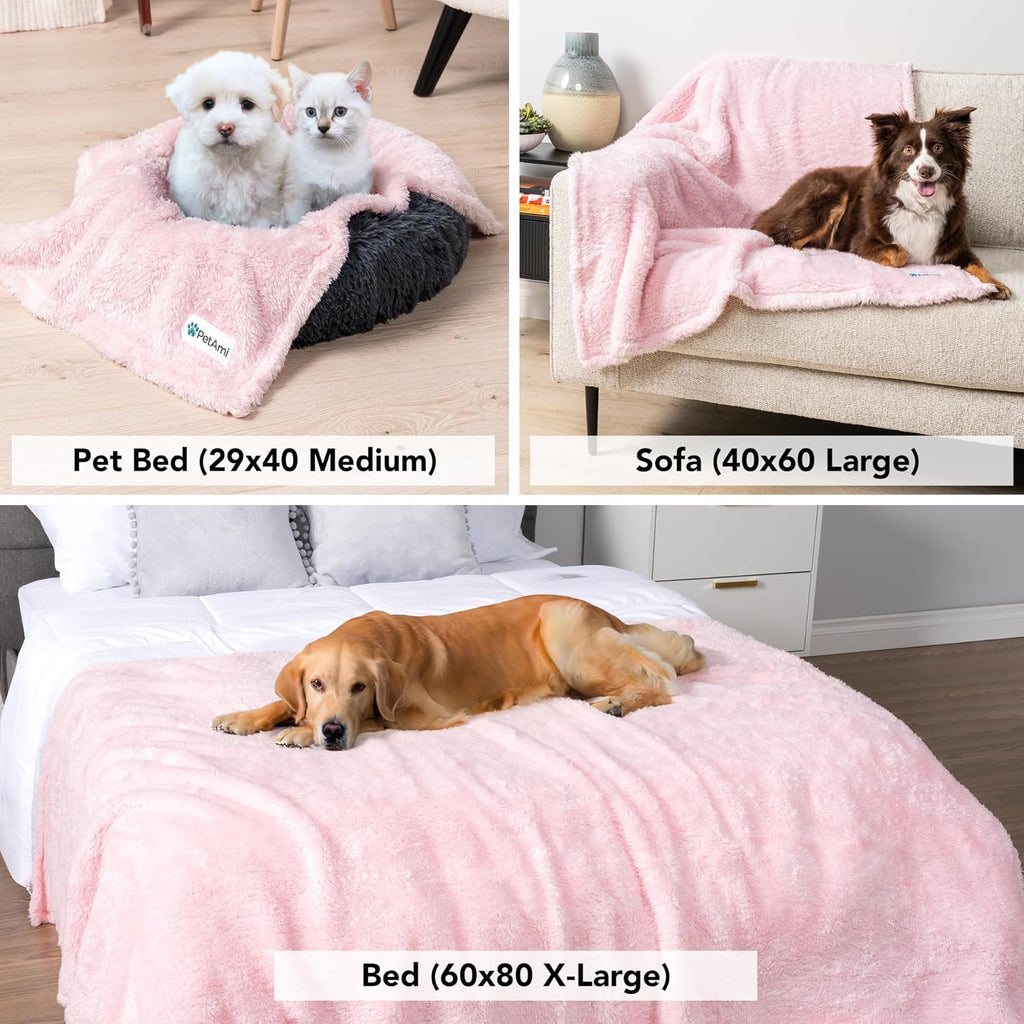 PetAmi Soft Plush Sherpa Dog Blanket for Pet Cat, Large 40x60, Pink