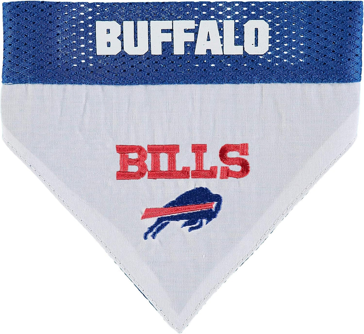 NFL DOG BANDANA - BUFFALO BILLS REVERSIBLE PET BANDANA. 2 Sided Sports Bandana with a PREMIUM Embroidery TEAM LOGO, Small/Medium. - 2 Sizes & 32 NFL Teams available