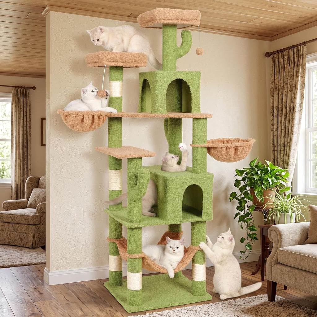 AMHANCIBLE Cactus Cat Tree, 70 Inch Tall Cat Tower for Indoor Cats