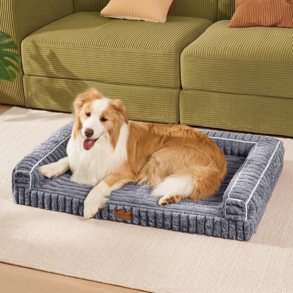 Orthopedic Large Dog Bed Furry Pet Bed, Washable Cover 48''X30''