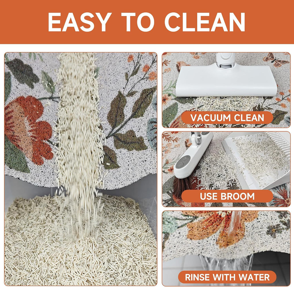 Cat Litter Mat,24"x16" Small Cute Litter Box Mat,Traps 100% Litter