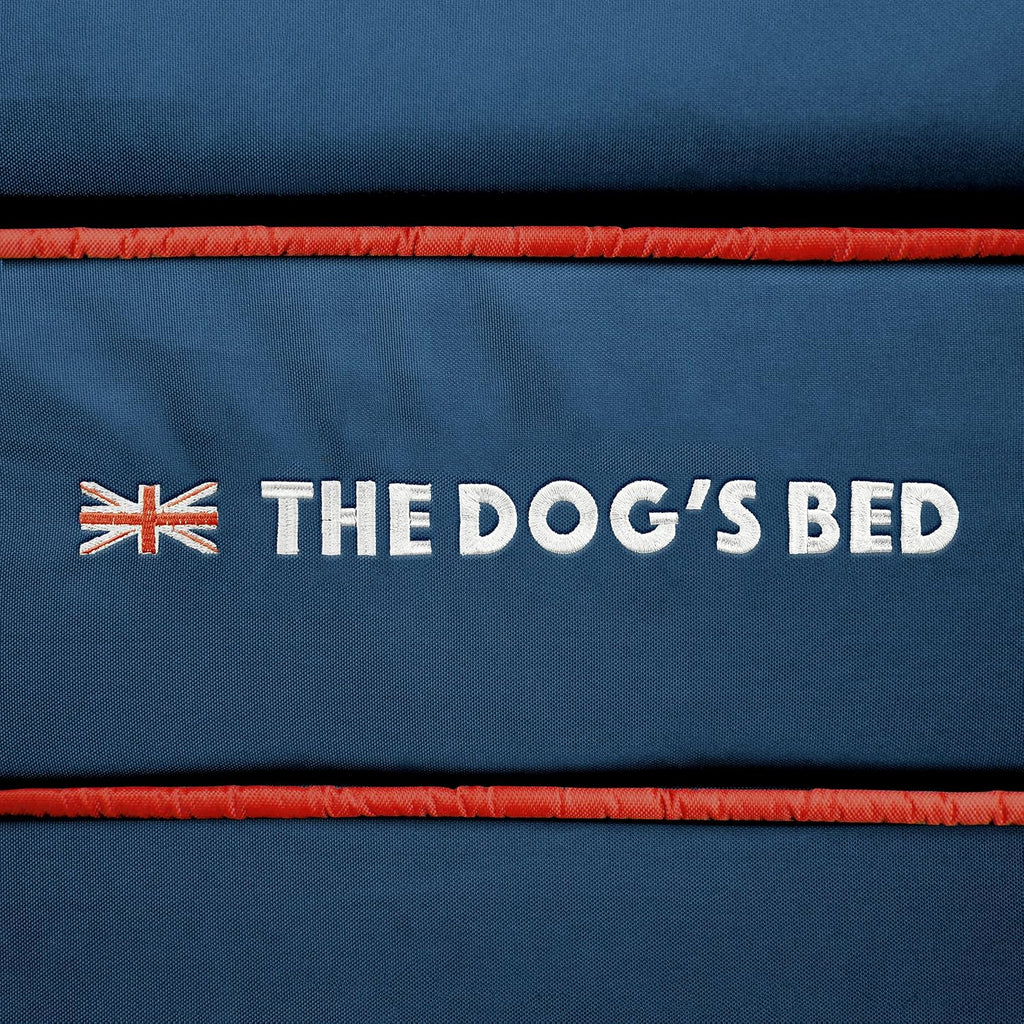 The Dog’s Bed Replacement Outer Cover, Oxford Fabric, Blue with Red Trim & UK Flag, Small