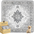 Washable Pee Pads for Dogs,Great Urine Absorbent Reusable Puppy Training Pads,Waterproof,Leak-Proof & Non-Slip Potty Pads for Whelping,Crate,Playpen,Bed.(Gray Floral,72"x72")