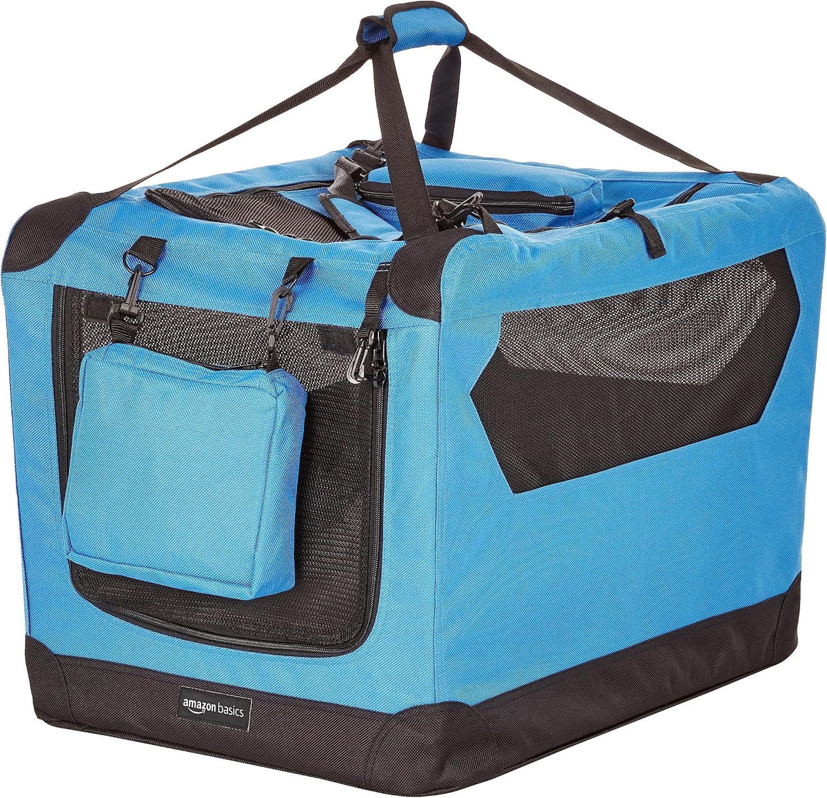 Amazon Basics Portable Soft Pet Dog Crate Carrier Kennel, Foldable, Washable, Up to 25 lbs, 26 x 18 x 18 inches, Blue