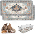 Washable Guinea Pig Pee Pads,Absorbent Reusable Guinea Pig Cage Liners,Waterproof,Leak-Proof & Non-Slip Potty Pads for Small Animals Rabbit Hamster Rat.(Blue Floral,24"x48")