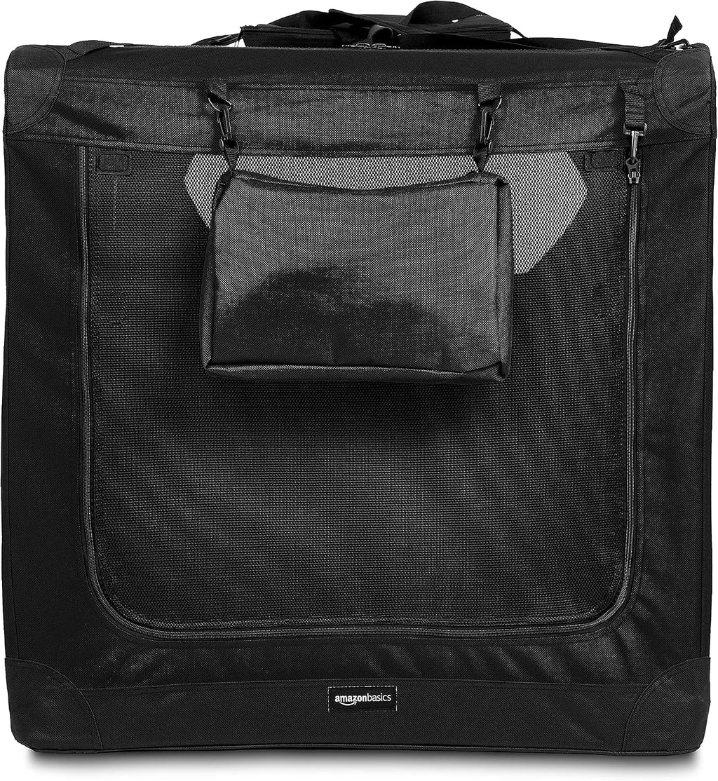 Amazon Basics Folding Portable Soft Pet Dog Crate Carrier Kennel, 42 x 31 x 31 inches, Black