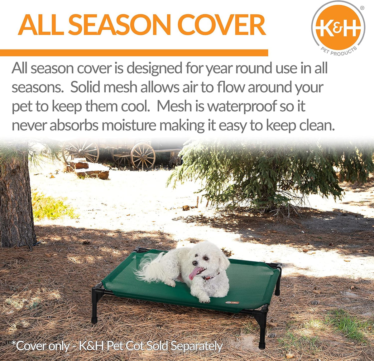K&H Pet Products All Weather Pet Cot Replacement Cover Green Medium 32 X 25 Inches