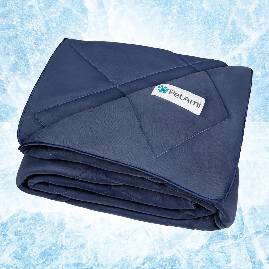 PetAmi Cooling Dog Blanket Lightweight Soft for Large Pet Cat 60x80, Navy