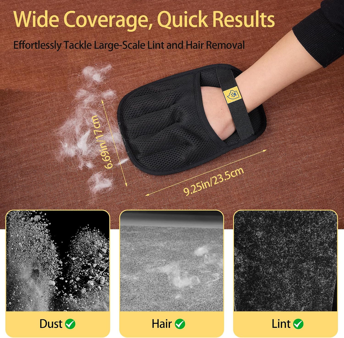 Pet Hair Remover Glove for Dogs & Cats – Cat Hair Remover & Dog Hair Removal Tool, Reusable Electrostatic Grooming Glove for Furniture, Couch, Carpet, Car Seat & Clothes – Easy Pet Hair Cleaning Mitt