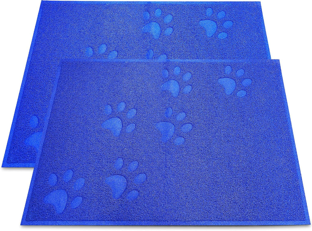 Andalus Medium Cat Litter Mat, Pack of 2 - Waterproof, Non-Slip & Easy to Clean Cat Litter Box Mat for Extra Efficient Pet Litter-Trapping, Blue (23.5” X 15.75”)