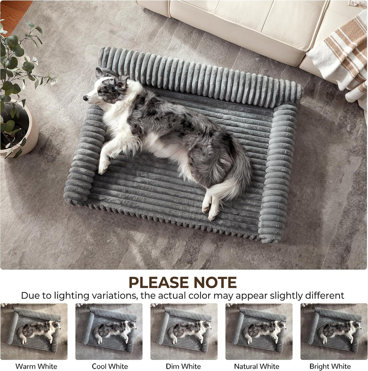 Orthopedic Dog Bed Medium 30x20x8.5” Washable Cover Grey