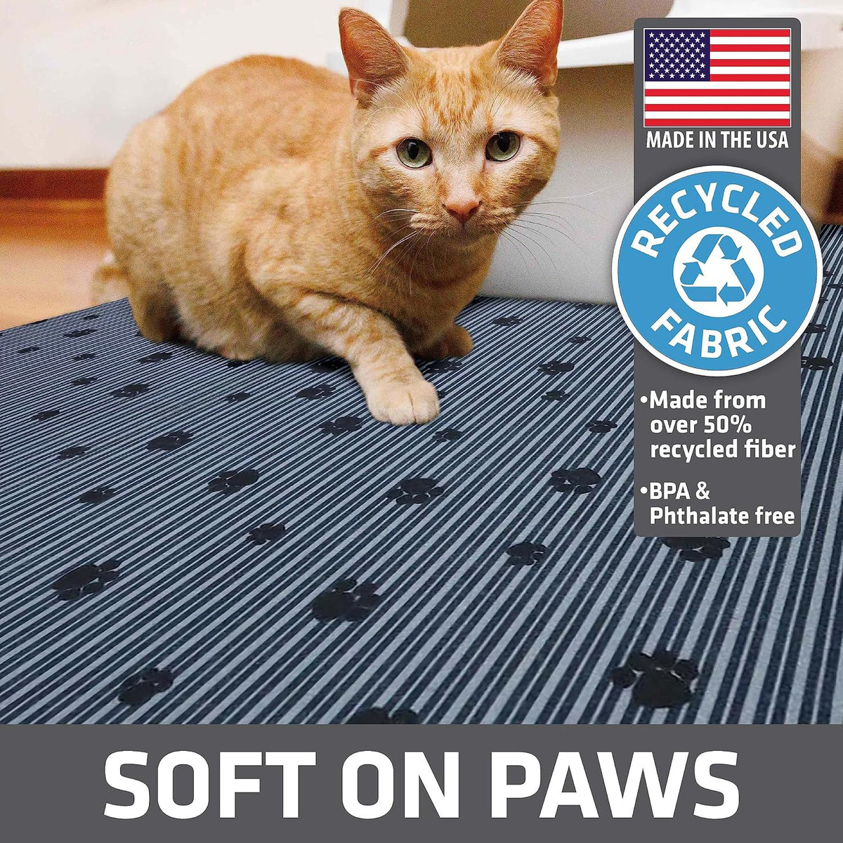 Drymate Cat Litter Box Mat, Litter Trapping Mat, Gray, 20x28 | Waterproof, Urine-Proof, Absorbent, Machine Washable, Soft on Paws, Contains Mess, Protects Floors, Kitten Supplies, USA Made