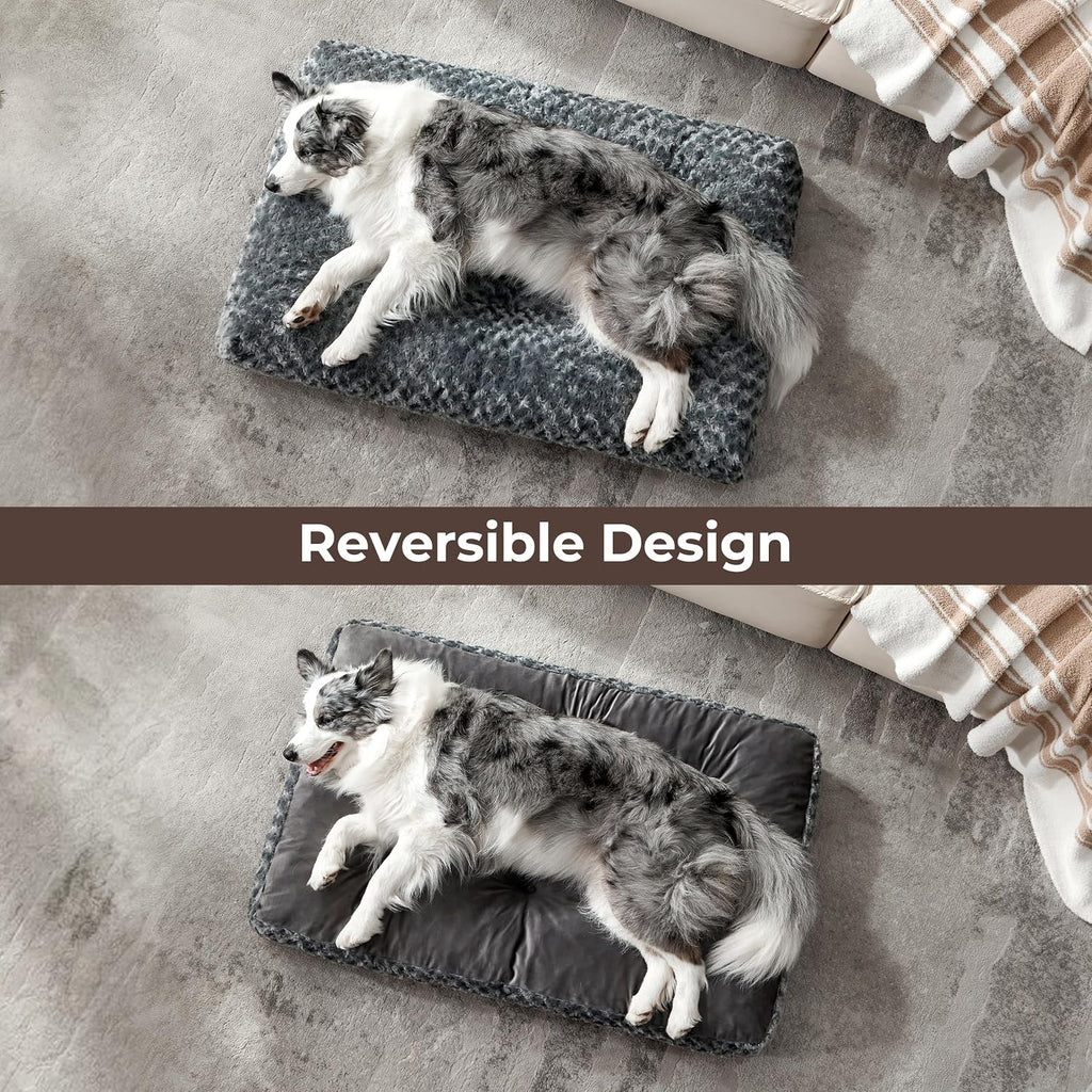 Double-Sided Dog Beds for Small Dogs, Washable Puppy Dog Crate Bed, Thick Supportive Pet Sleeping Mat, Reversible Dogs Pillow Weight Up to 25 lbs, 23x18, Dark Grey