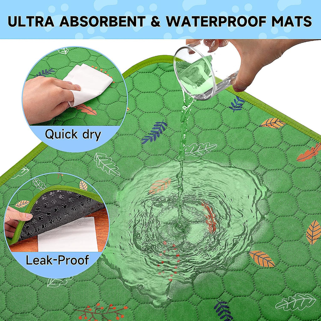 Sunheir 2-Pack Extra Large Reusable Dog Mat for Floor, Dog Playpen, Non-Slip Waterproof Super Absorbent Washable Pee Pads for Dogs, Pet Whelping Pads, Potty Training - Green, 36" x 72"