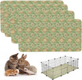 4PACK Washable Guinea Pig Pee Pads,Absorbent Reusable Guinea Pig Cage Liners,Waterproof,Leak-Proof & Non-Slip Potty Pads for Small Animals Rabbit Hamster Rat.(Green Floral Flat,24"x48")