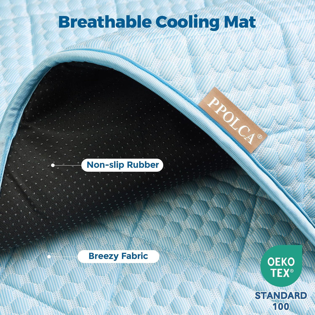 PPOLCA Waterproof Cooling Mat for XL Dogs 30x48, Light Blue